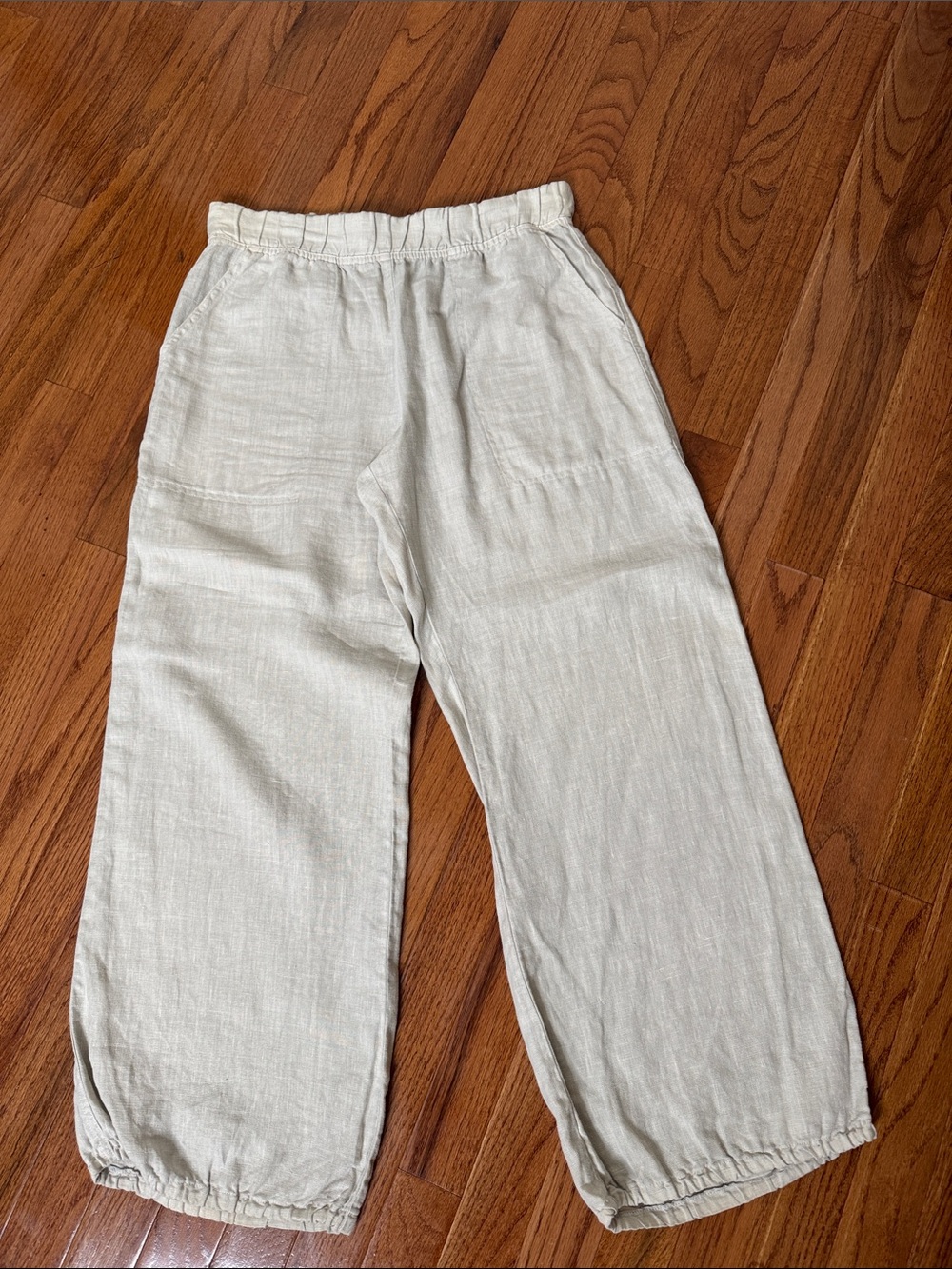 Cut Loose Linen Lantern Wide Leg Pants Natural Beige Size S - Picture 8 of 8